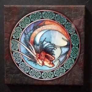 Fantasy Celtic Dragon Ceramic Art Tile